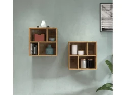 Estante colgante Chronos con 4 compartimentos roble 50x35x50 cm