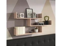Estante colgante de tres niveles, estante de pared moderno para salón, 119 cm roble sonoma