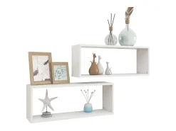 Estante cubo de pared 2 uds madera ingeniería blanco 60x15x23cm ES39453