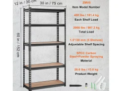 Estante de Almacenamiento SucceBuy para Garaje, 5 Niveles, Ajustable, Carga de 907 kg