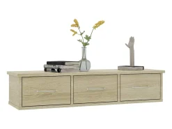 Estante de cajones para pared contrachapada roble 88x26x18,5cm ES73644
