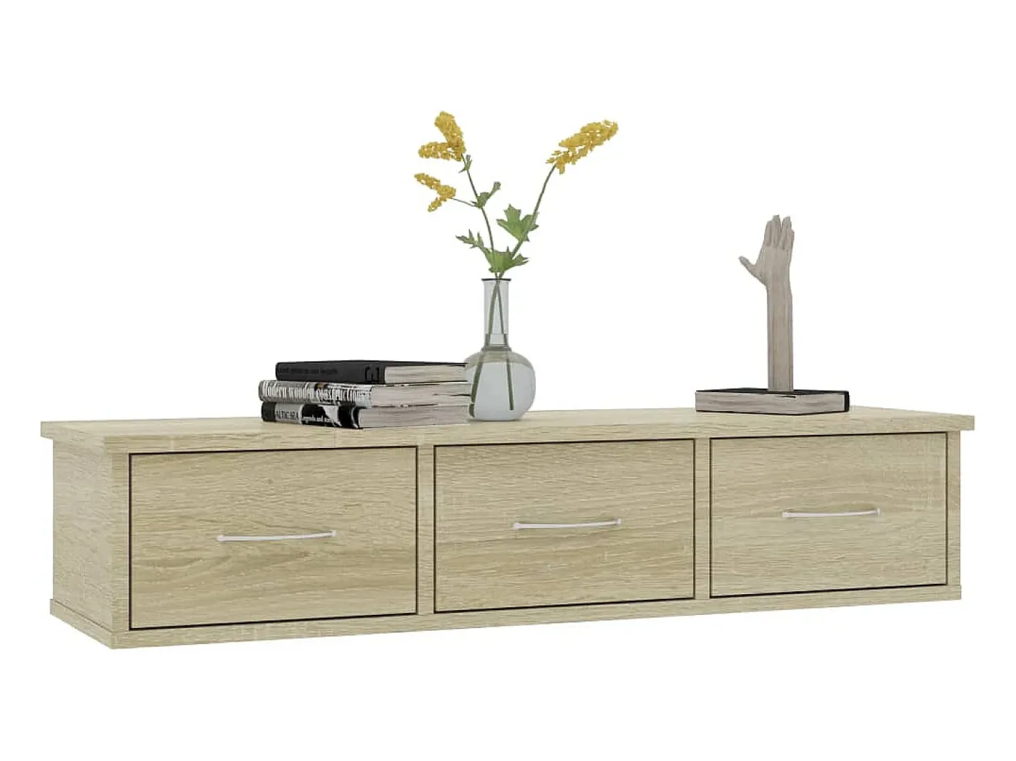Estante de cajones para pared contrachapada roble 88x26x18,5cm ES73644