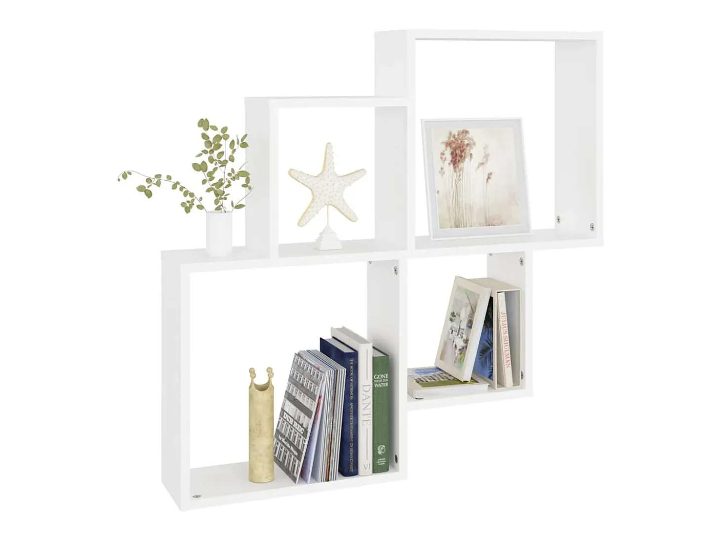 Estante de cubo pared madera contrachapada blanco 80x15x78,5 cm ES35439