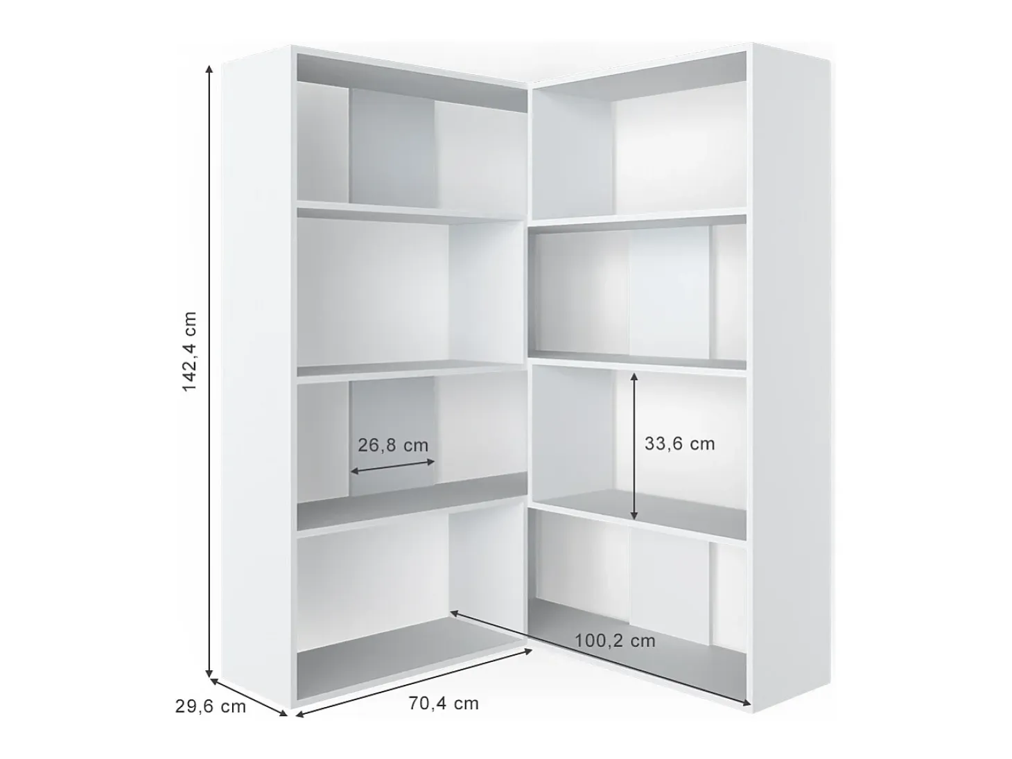 Estante de esquina blanco 170x29.6x142.4 laine