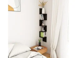 Estante de esquina de pared contrachapado negro 20x20x127,5 cm