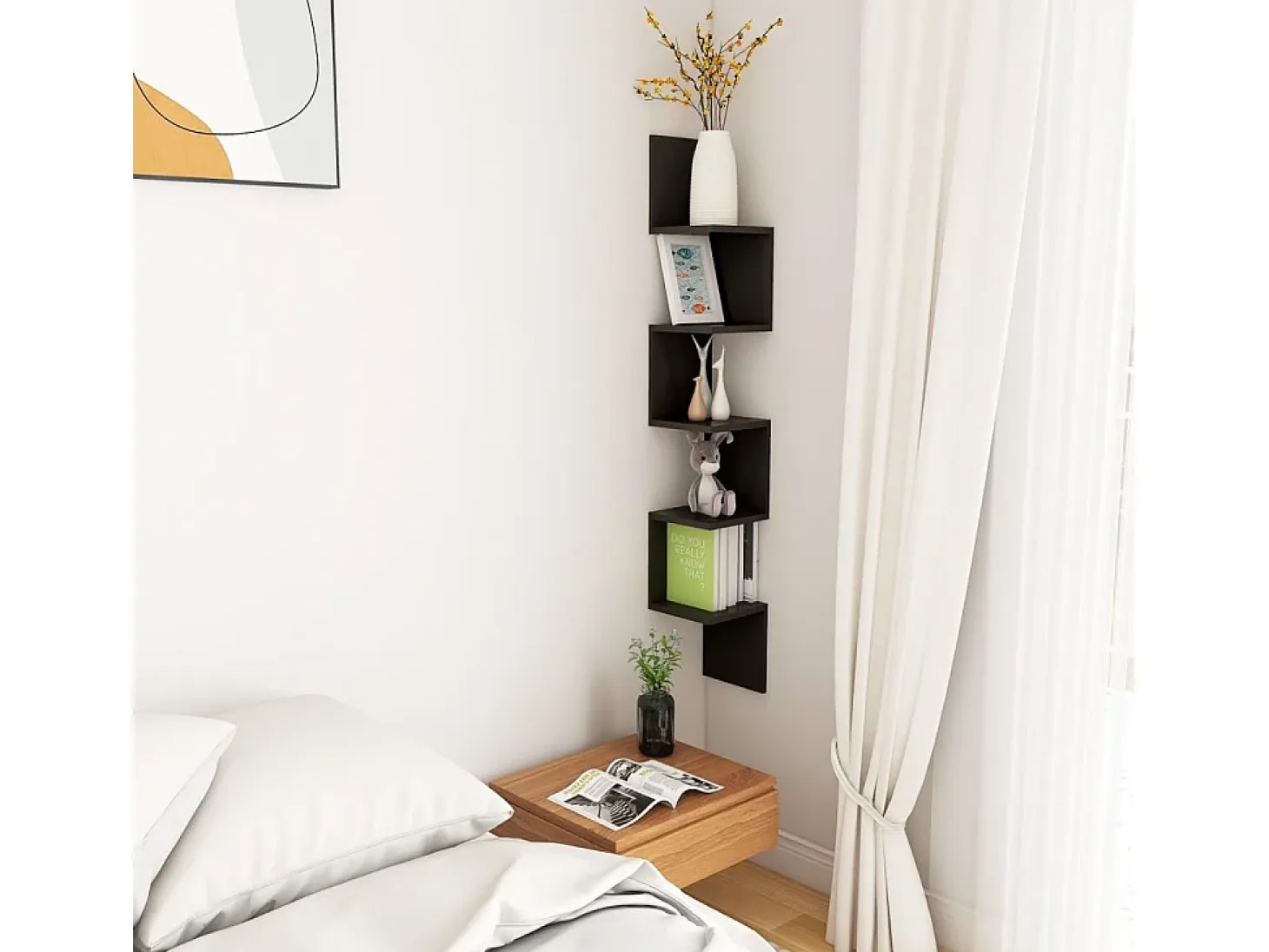 Estante de esquina de pared contrachapado negro 20x20x127,5 cm