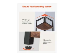 Estante de Esquina SucceBuy de 5 Niveles, Librería de Esquina, Altura 178 cm, Mueble de Almacenamiento de Pared con Marco de Metal y Estantes de Madera