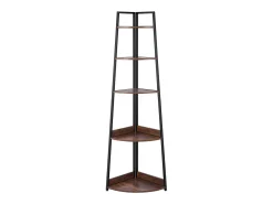 Estante de Esquina SucceBuy de 5 Niveles, Librería de Esquina, Altura 178 cm, Mueble de Almacenamiento de Pared con Marco de Metal y Estantes de Madera