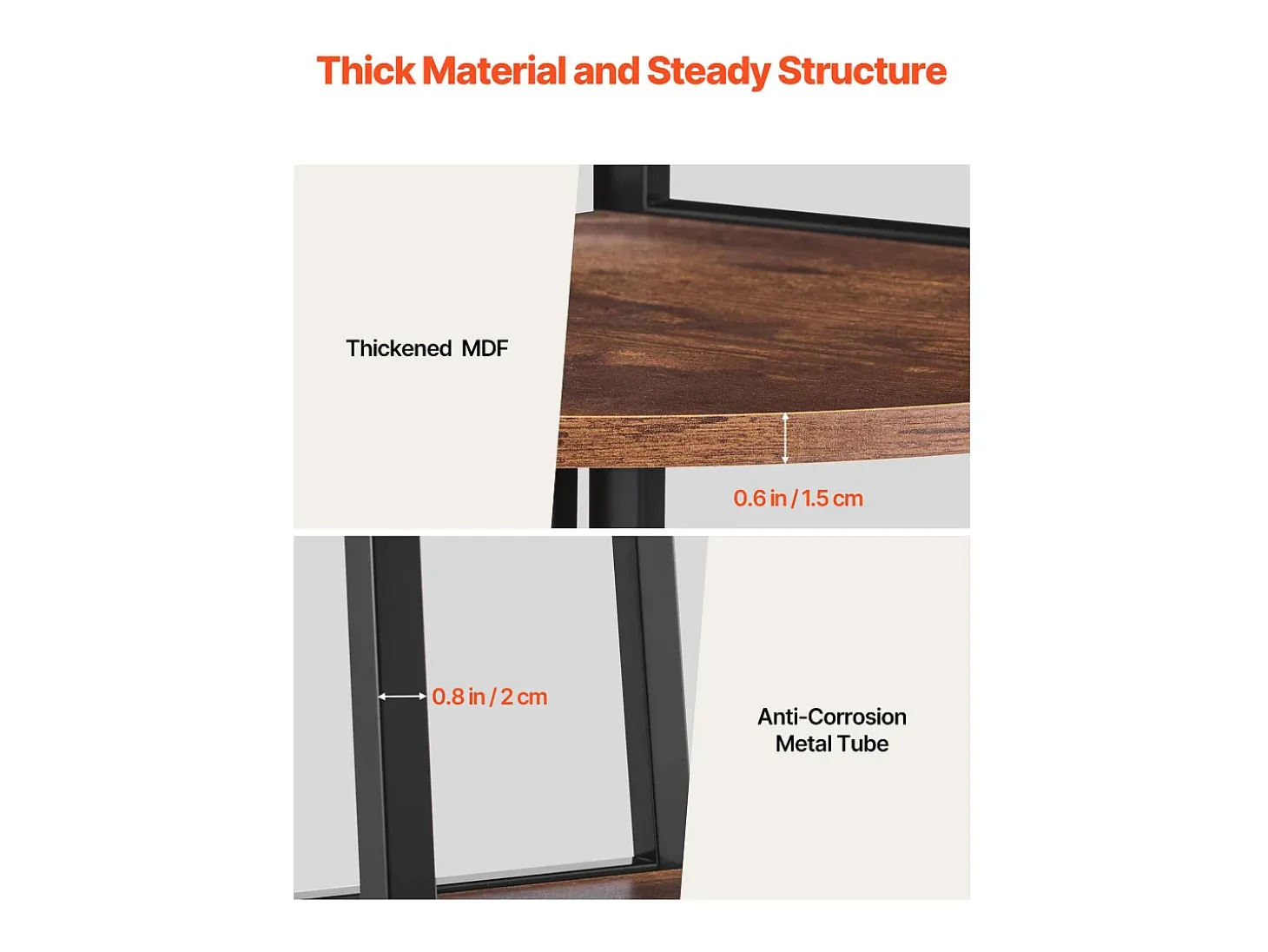 Estante de Esquina SucceBuy de 5 Niveles, Librería de Esquina, Altura 178 cm, Mueble de Almacenamiento de Pared con Marco de Metal y Estantes de Madera