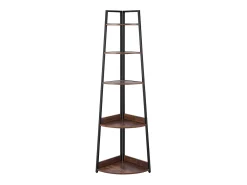Estante de Esquina SucceBuy de 5 Niveles, Librería de Esquina, Altura 178 cm, Mueble de Almacenamiento de Pared con Marco de Metal y Estantes de Madera