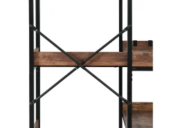 Estante de Esquina SucceBuy de 5 Niveles, Altura 166,1 cm, Librería de Esquina en L con 4 Ganchos, Mueble de Almacenamiento Reversible con Marco de Metal