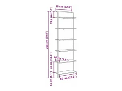 Estante de libros Gris sonoma 60 x 24 x 203 cm