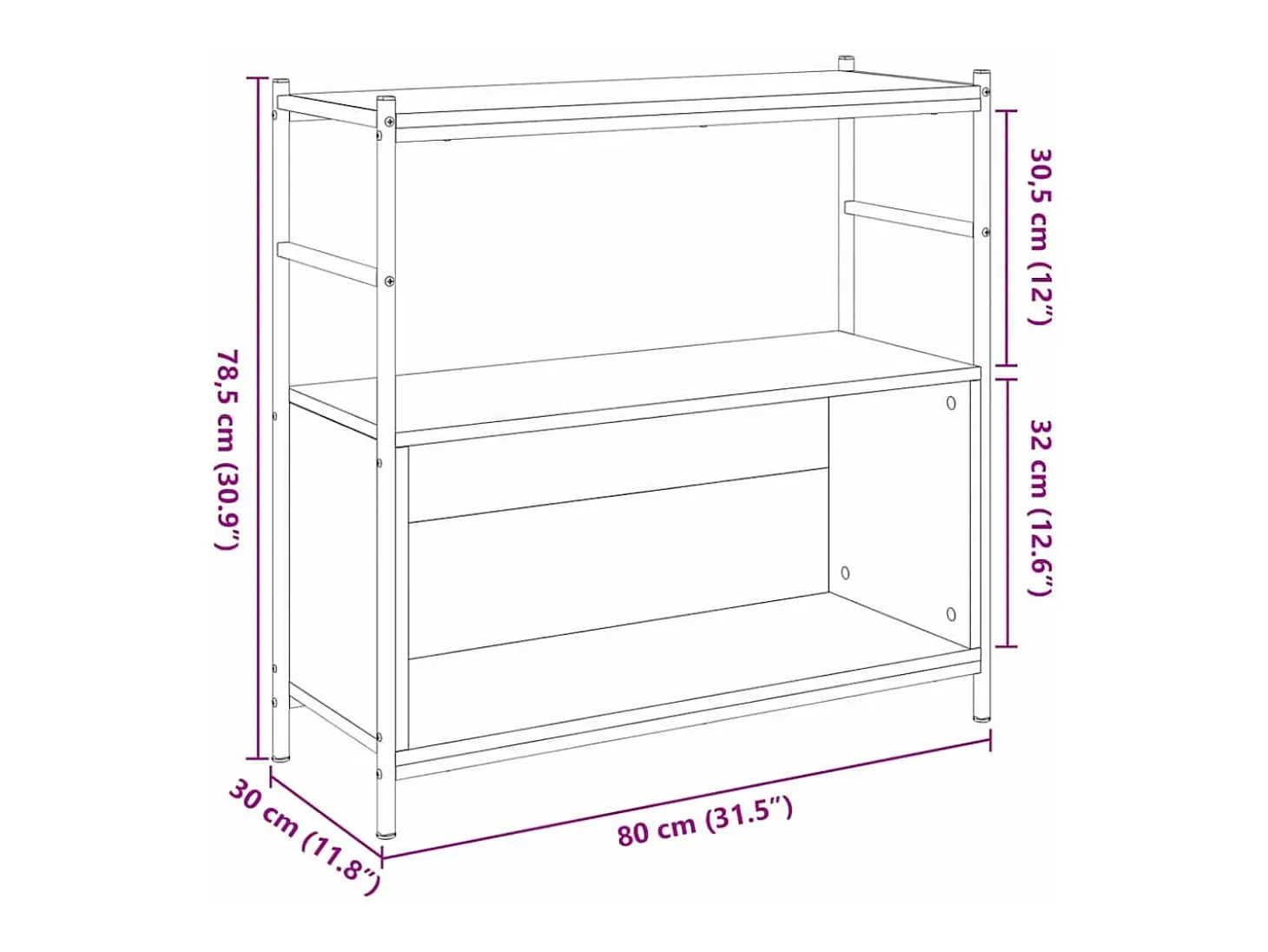 Estante de libros Roble negro 80 x 30 x 78.5 cm