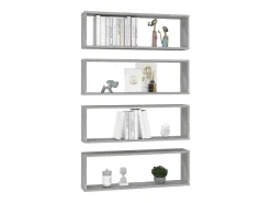 Estante de pared 4 uds contrachapado gris hormigón 80x15x26,5cm ES86746