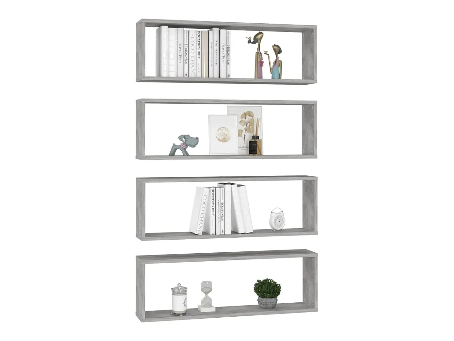 Estante de pared 4 uds contrachapado gris hormigón 80x15x26,5cm ES86746