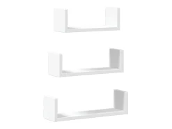 Estante de pared 3 unidades madera de ingeniería blanco
