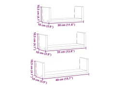 Estante de pared 3 unidades madera de ingeniería blanco