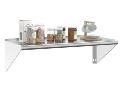 Estante de pared acero inoxidable plateado 100x45x31 cm ES686415