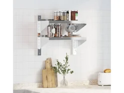 Estante de pared acero inoxidable plateado 50x30x60 cm ES164768
