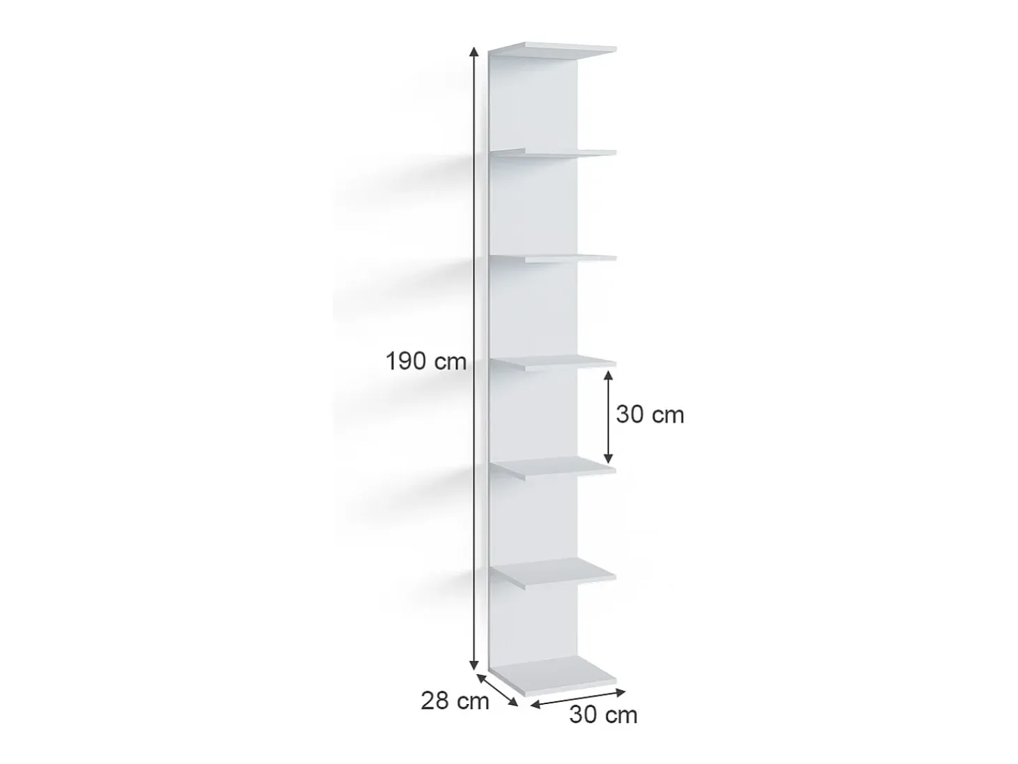 Estante de pared blanco 30x28x190 paolo