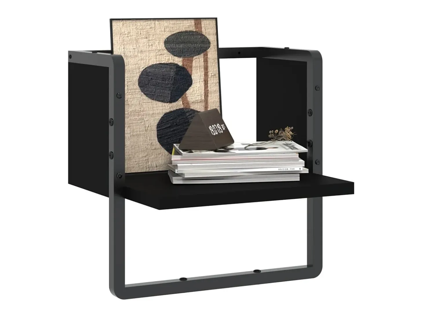 Estante de pared con barra negra 30x25x30 cm
