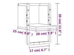 Estante de pared con barra negra 20x25x30 cm