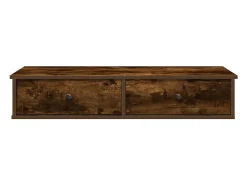 Estante de pared con cajones de madera de ingeniería de roble ahumado