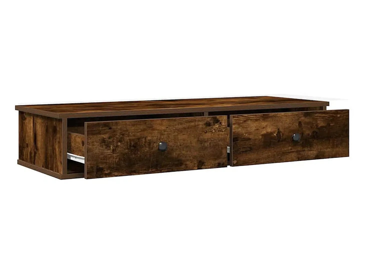 Estante de pared con cajones de madera de ingeniería de roble ahumado