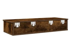 Estante de pared con cajones de madera de ingeniería de roble ahumado