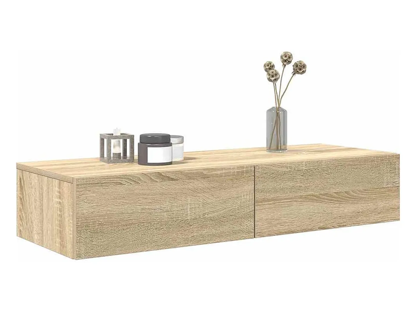 Estante de pared con cajones de madera de ingeniería de roble sonoma