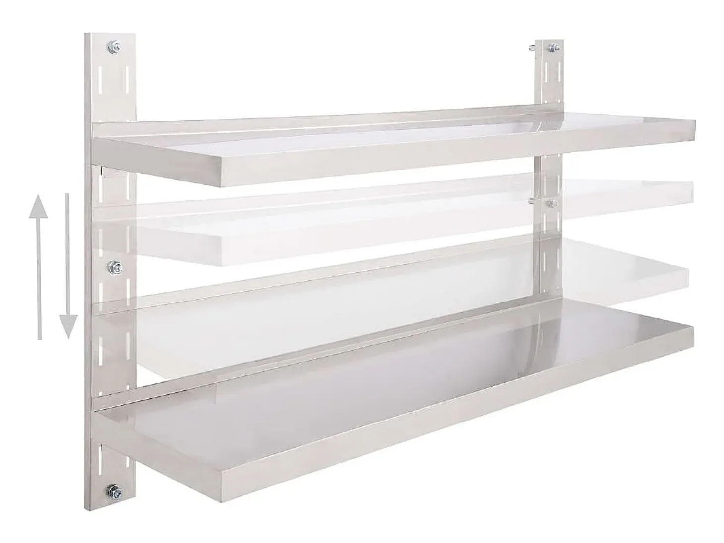 Estante de pared de 2 niveles Acero inoxidable 120x30 cm