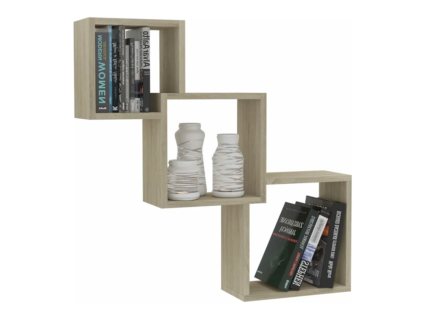 Estante de pared de cubo contrachapada color roble 68x15x68cm ES880037