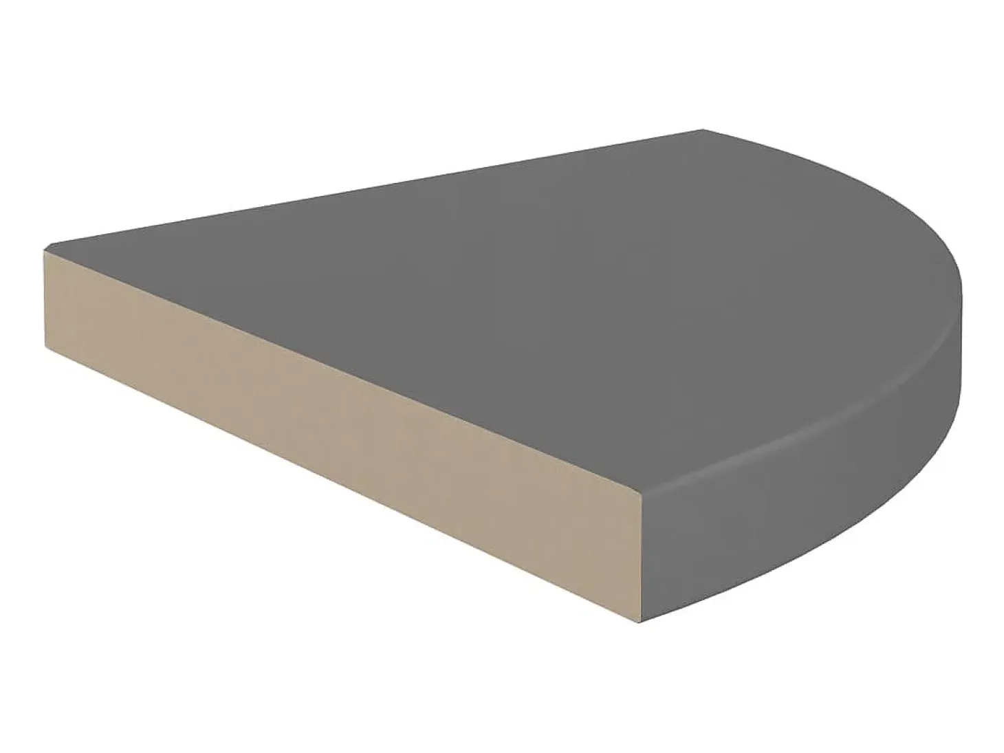 Estante de pared de esquina gris brillante MDF 35x35x3,8 cm ES74796