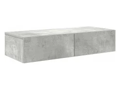 Estante de pared de madera de ingeniería de color gris hormigón con cajones