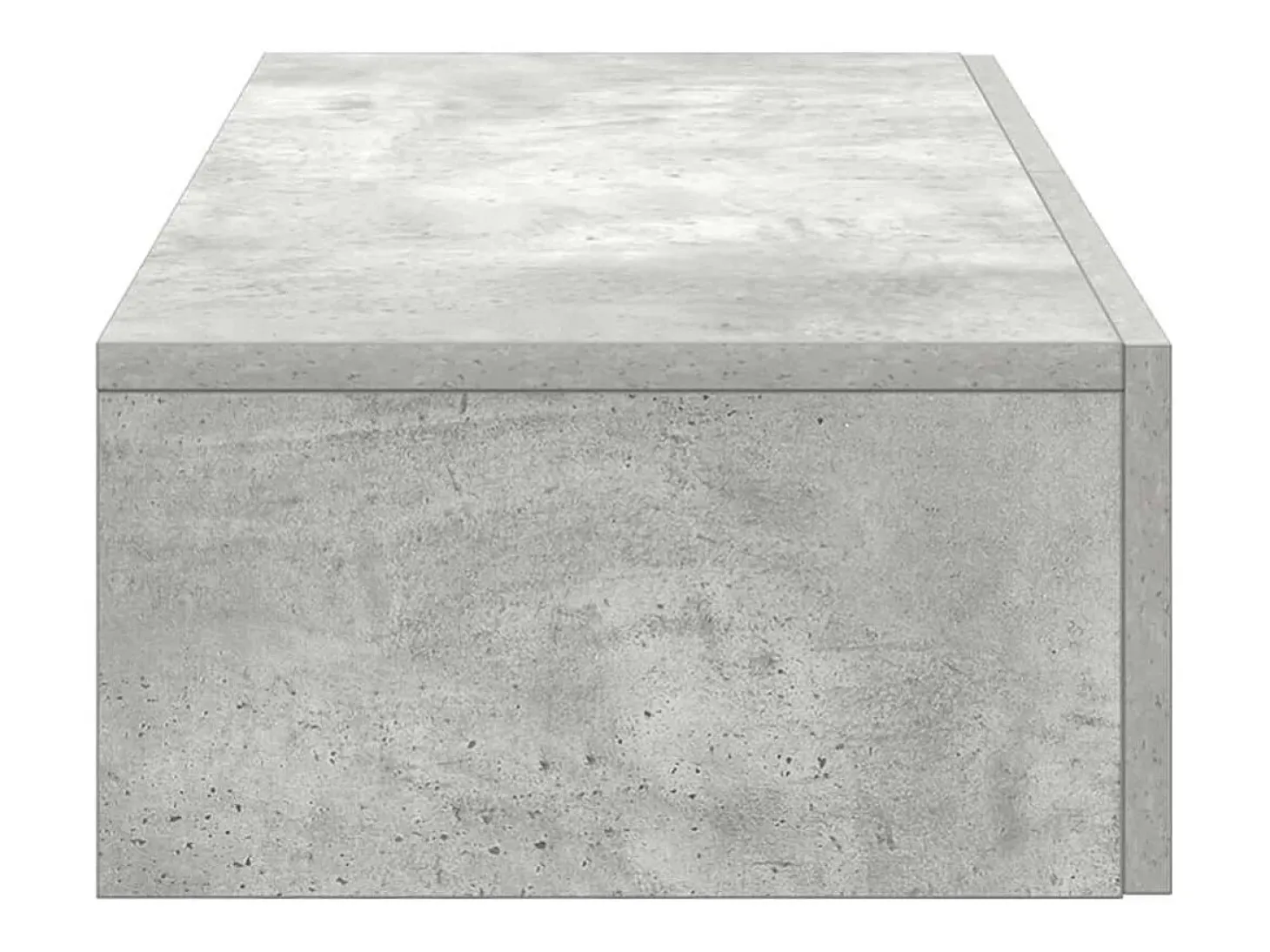 Estante de pared de madera de ingeniería de color gris hormigón con cajones