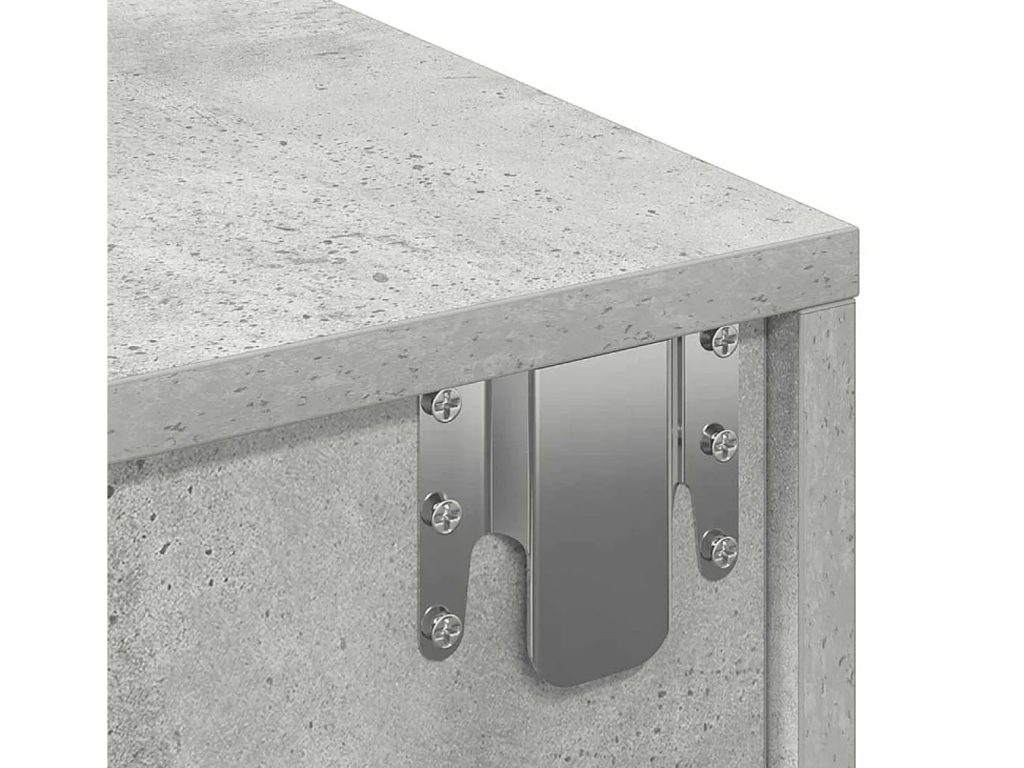 Estante de pared de madera de ingeniería de color gris hormigón con cajones