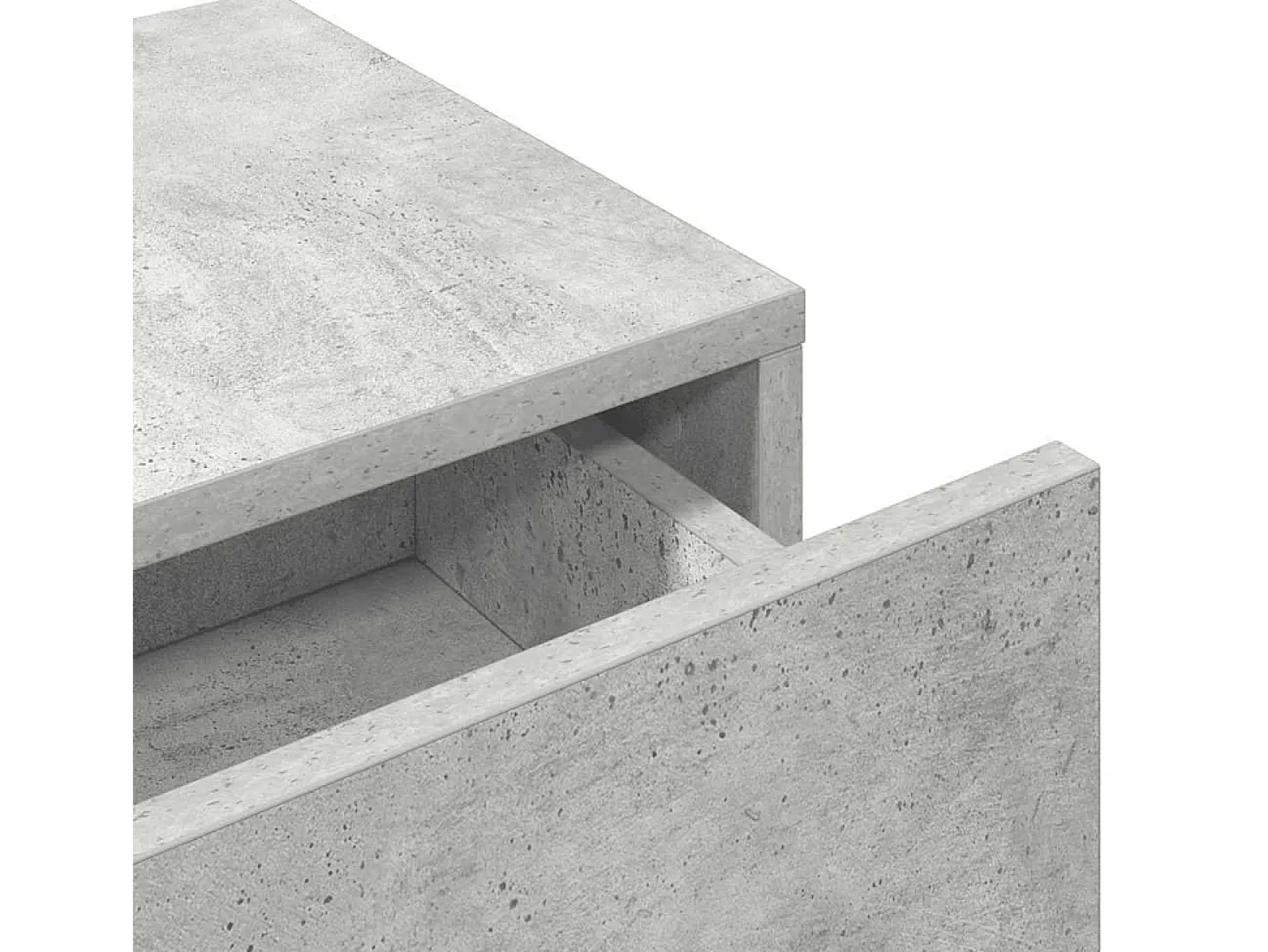 Estante de pared de madera de ingeniería de color gris hormigón con cajones
