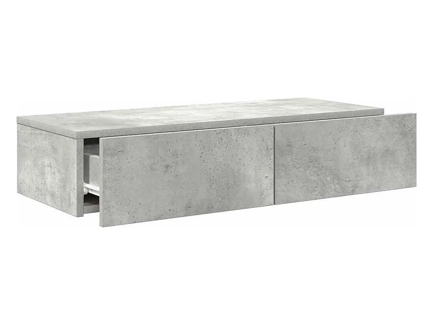 Estante de pared de madera de ingeniería de color gris hormigón con cajones