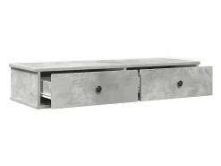 Estante de pared de madera de ingeniería de color gris hormigón con cajones