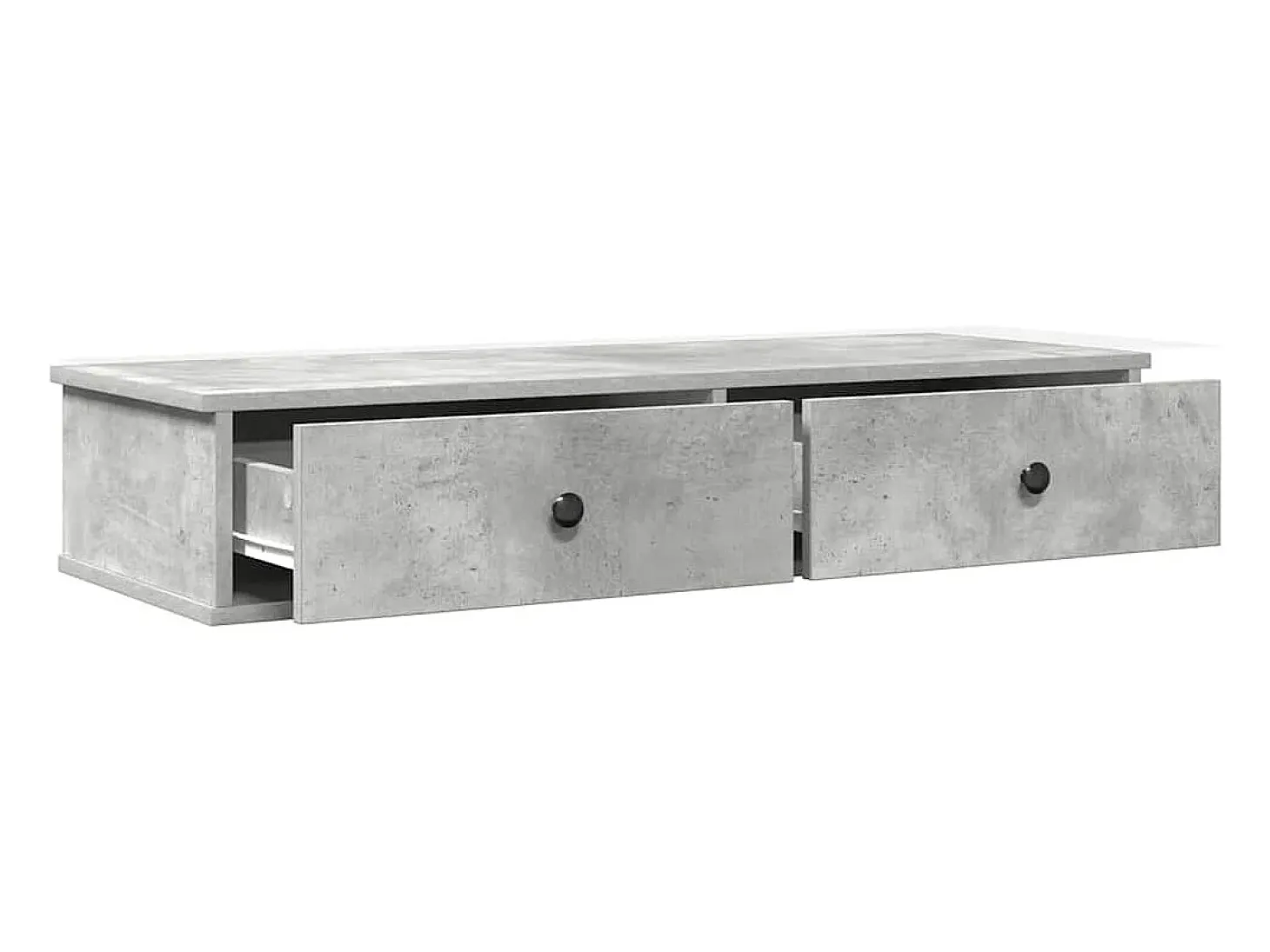 Estante de pared de madera de ingeniería de color gris hormigón con cajones