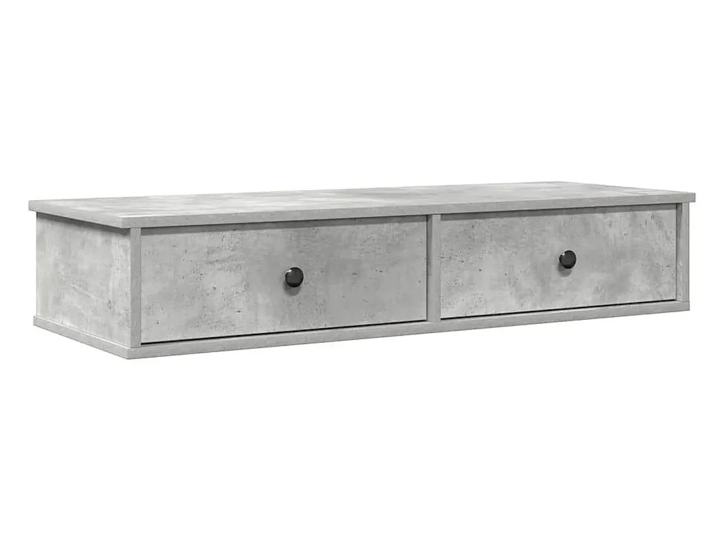 Estante de pared de madera de ingeniería de color gris hormigón con cajones