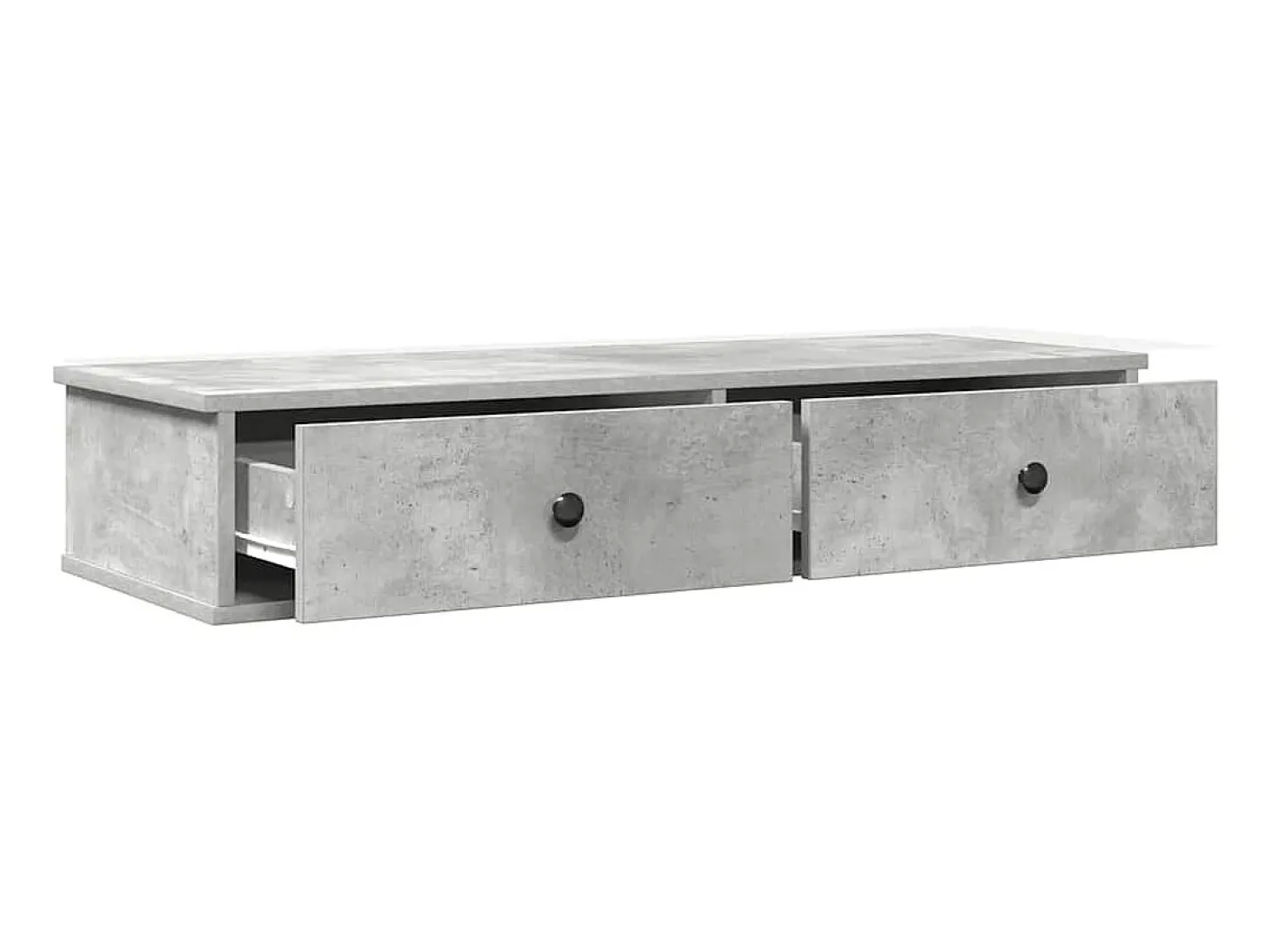 Estante de pared de madera de ingeniería de color gris hormigón con cajones