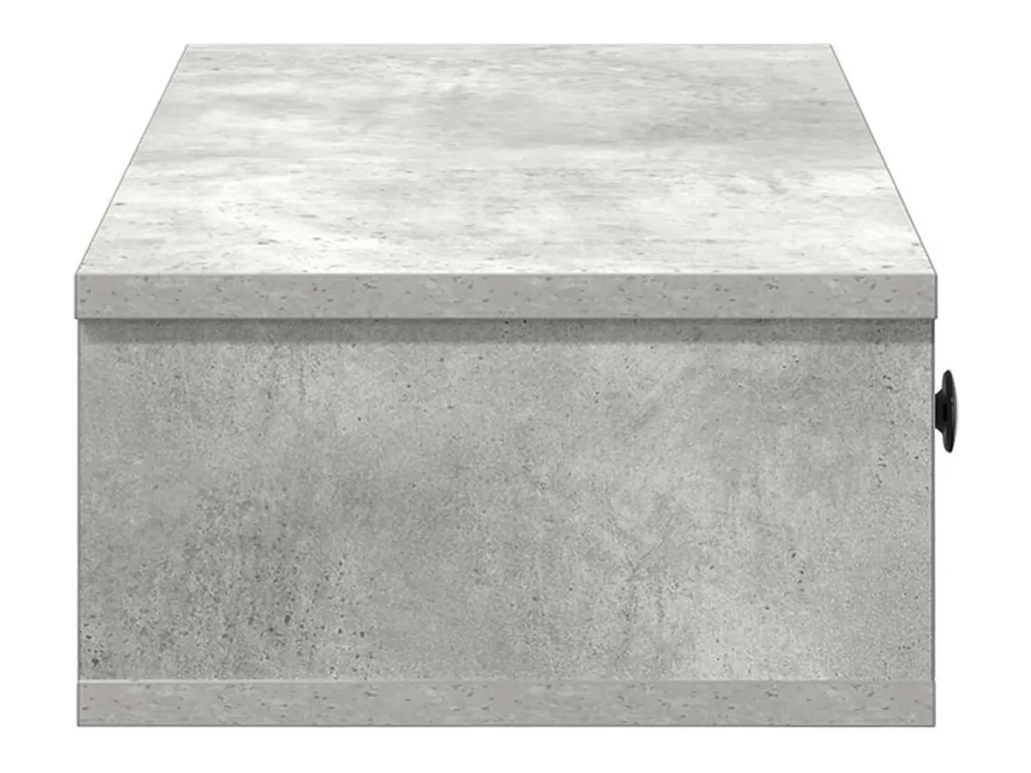 Estante de pared de madera de ingeniería de color gris hormigón con cajones