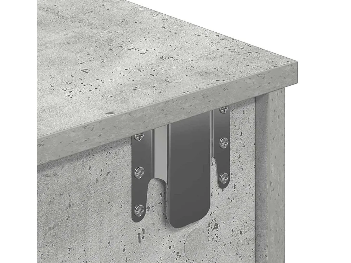 Estante de pared de madera de ingeniería de color gris hormigón con cajones