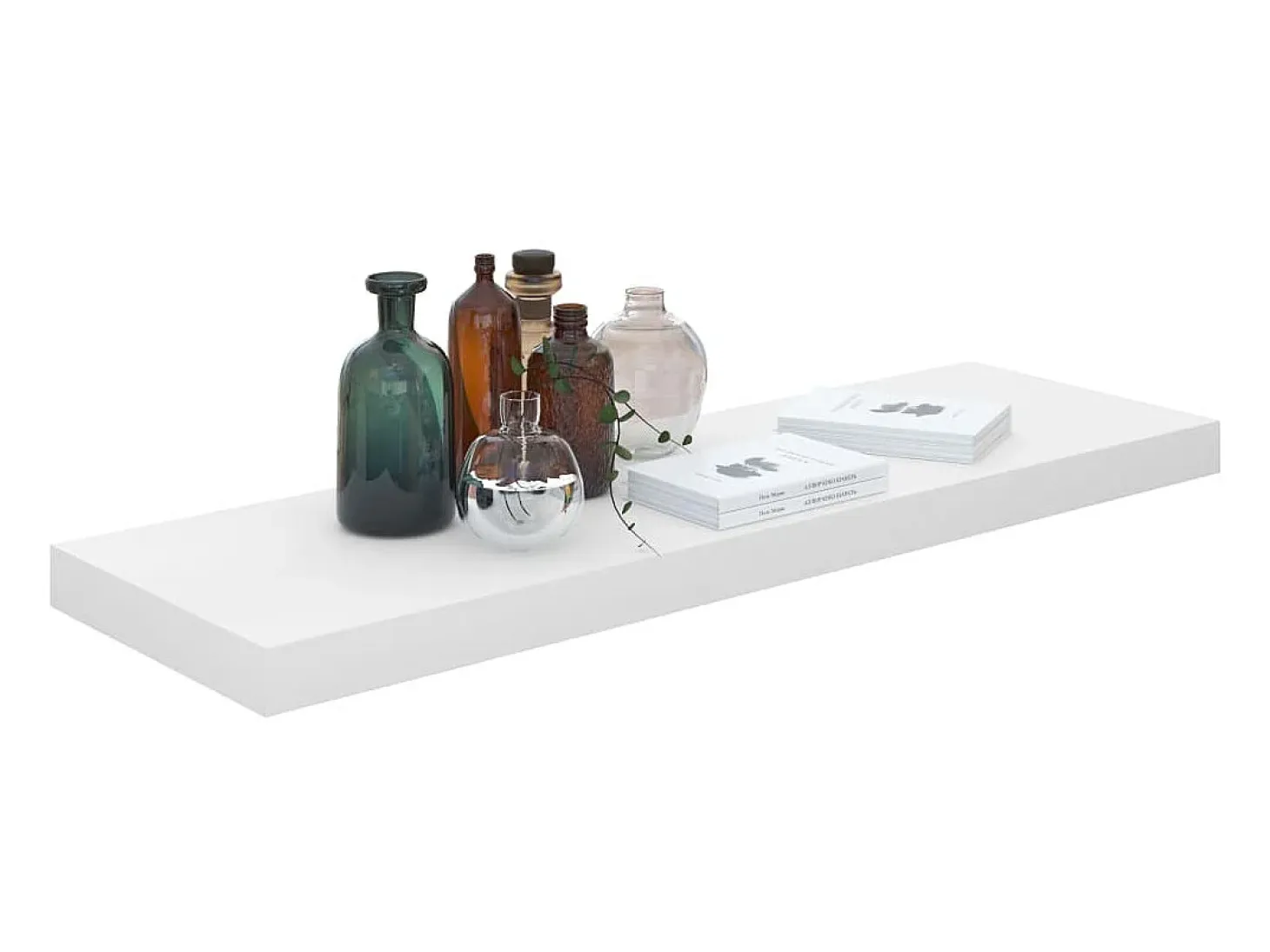 Estante de pared de pared blanco brillante MDF 80x23,5x3,8 cm ES91418