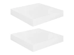 Estante de pared de pared 2 uds MDF blanco brillo 23x23,5x3,8cm ES44484