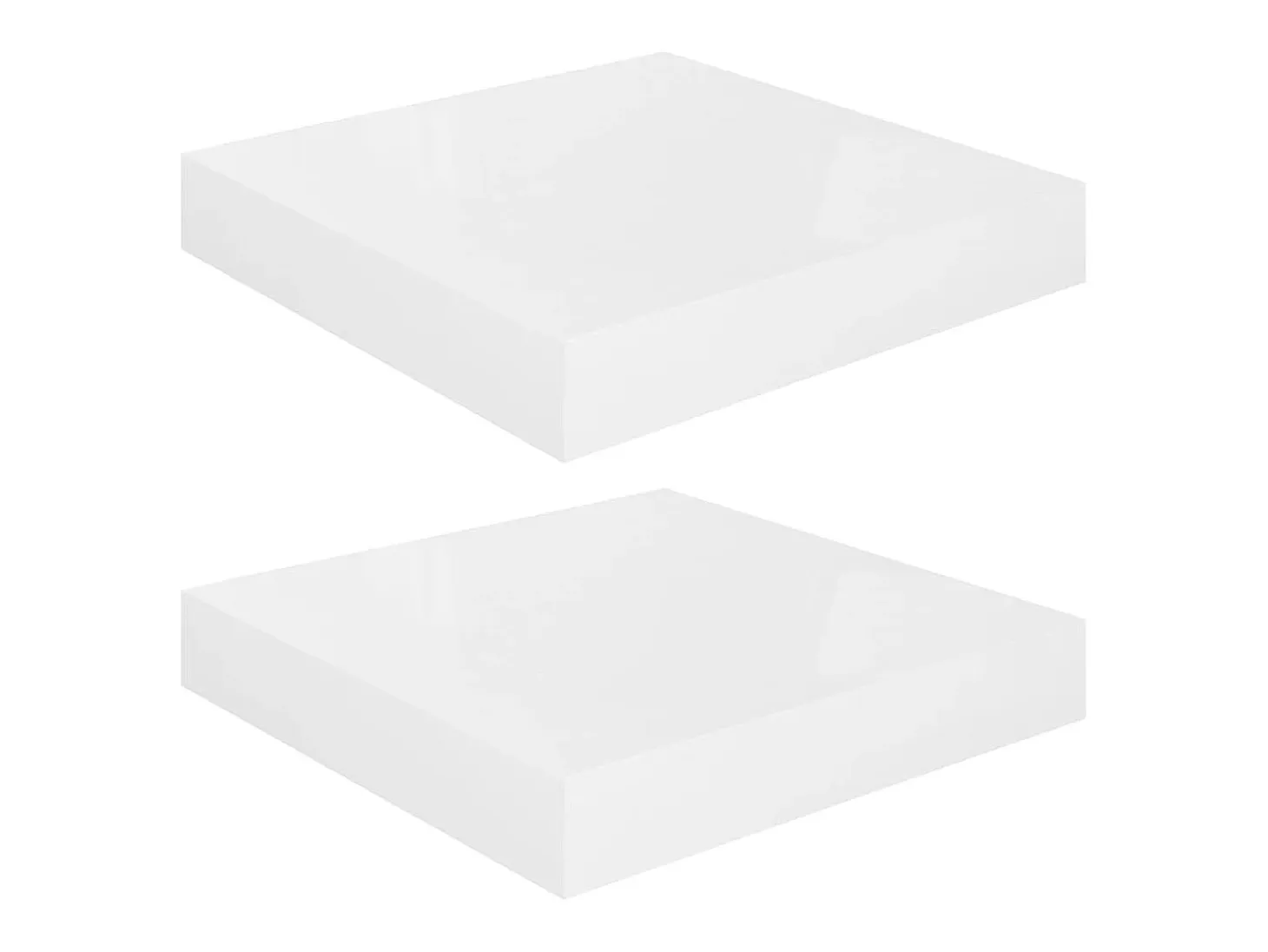 Estante de pared de pared 2 uds MDF blanco brillo 23x23,5x3,8cm ES44484