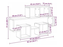 Estante de pared de roble negro 82 x 15 x 51 cm Madera de ingeniería