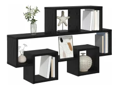 Estante de pared de roble negro 82 x 15 x 51 cm Madera de ingeniería