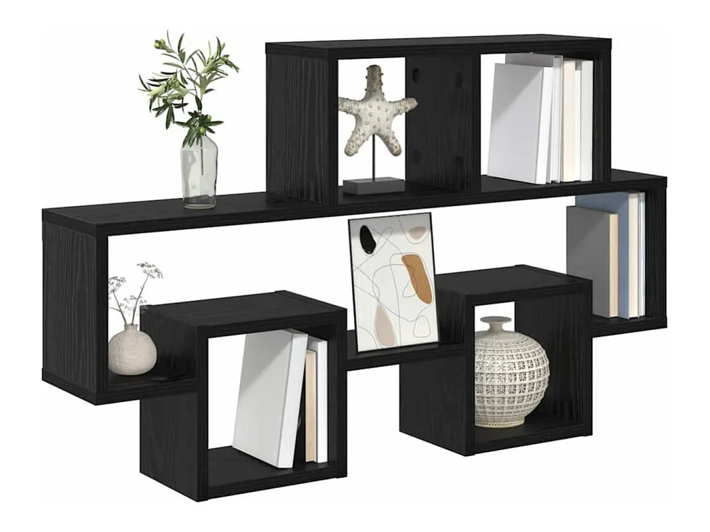 Estante de pared de roble negro 82 x 15 x 51 cm Madera de ingeniería